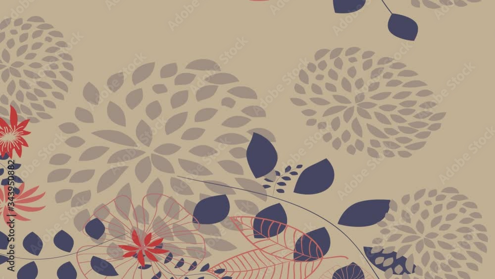 soft autumn design animation with blue and red flowers of various types ...