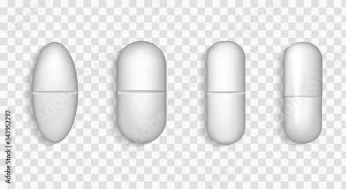 Medical tablets of various forms. Pills, painkiller, vitamin, antibiotic, aspirin.