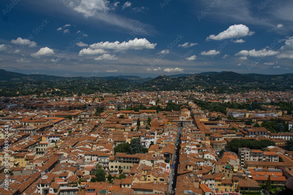 Naklejka premium Panorama miasta - Florencja, Toskania, Wlochy