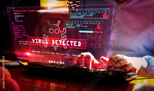 Virus detected alert on screen illustration