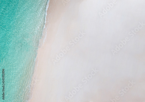 Aerial tropical white sand beach background with turquoise blue water