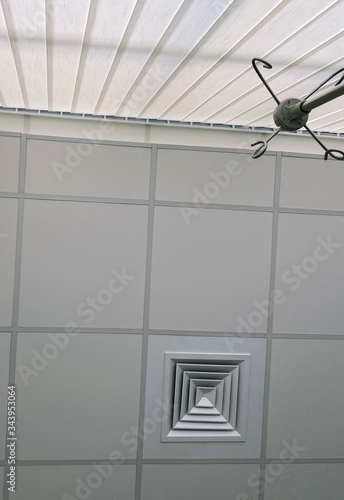 Gray wall with air conditioning filter in hospital room