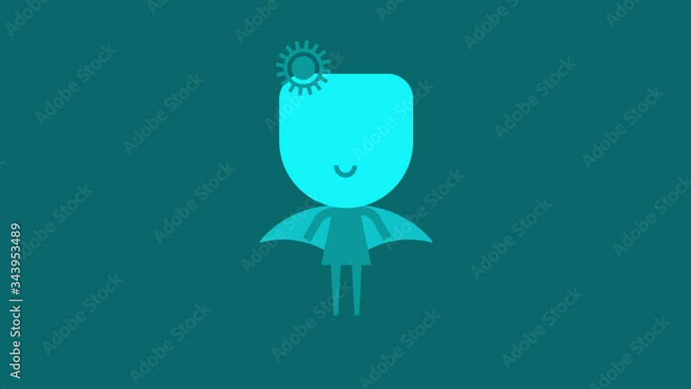 animation of a young girl wearing a cape that look like wings that ...