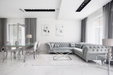 Glamour white and gray living room