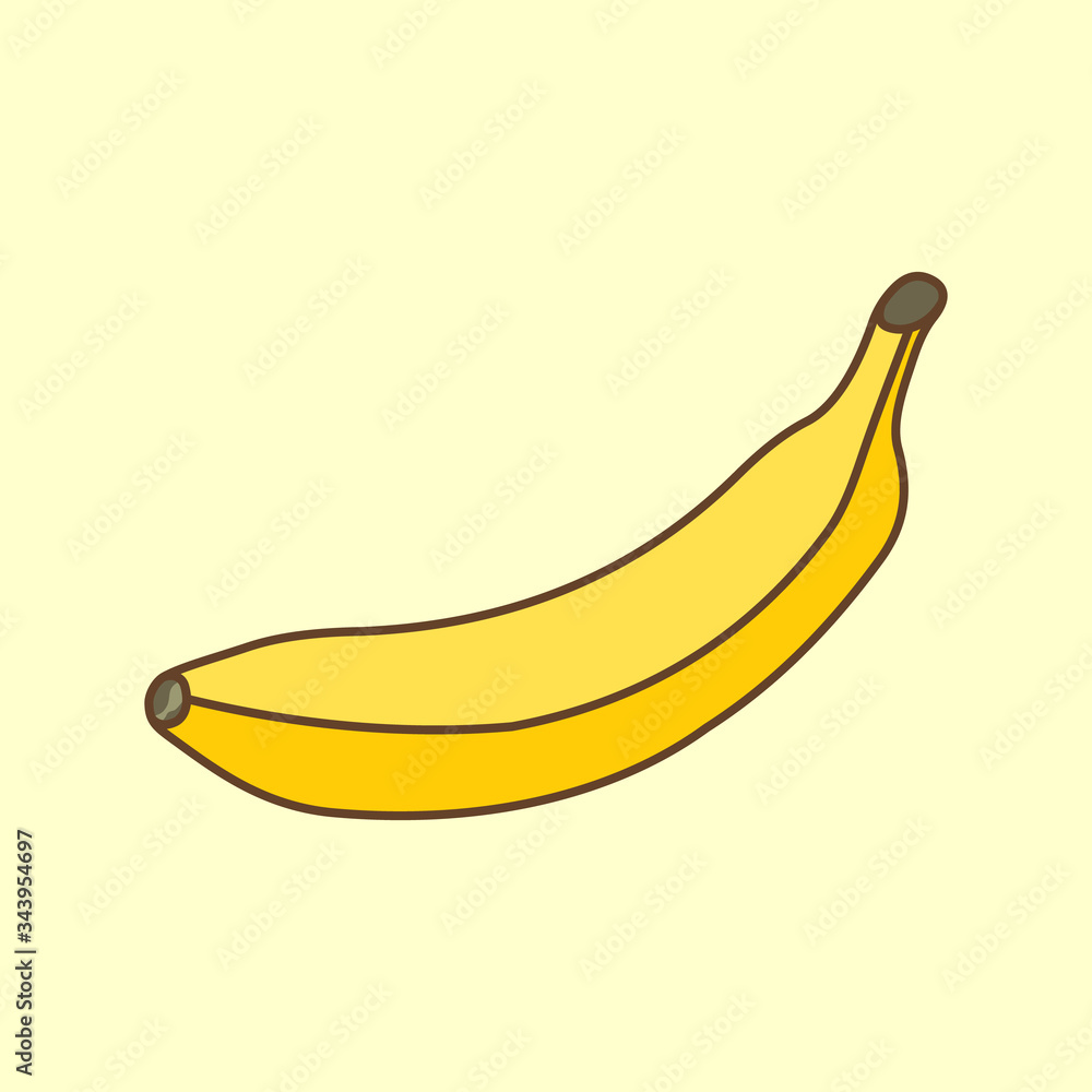 Yellow Banana isolated. Flat style vector illustration.
