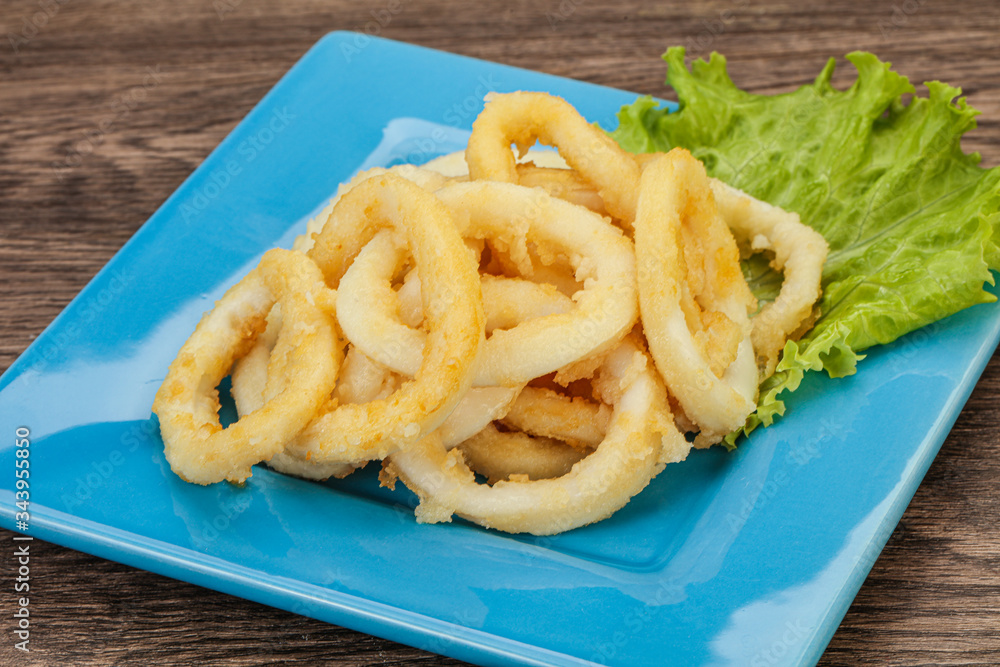 Roasted squid rings with salad Roasted squid rings with salad