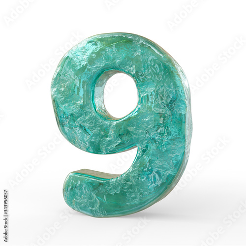 Realistic icy numbers isolated on a white background. 3d image