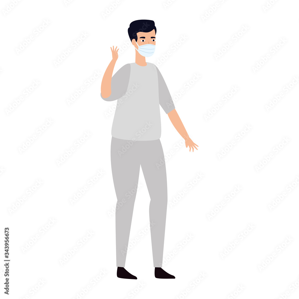 male paramedic using face mask isolated icon vector illustration design male paramedic using face mask isolated icon vector illustration design