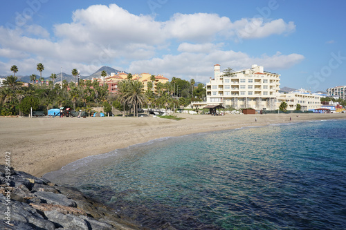Benalmadena beach in January 2020 - Andalusia, Spain. Warm day and no tourists. © Olena