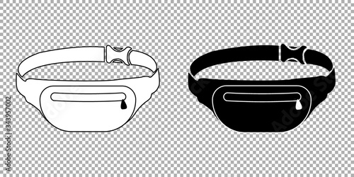 Black And White Waist Bag, Fanny Pack 80s-90s Style. EPS10 Vector