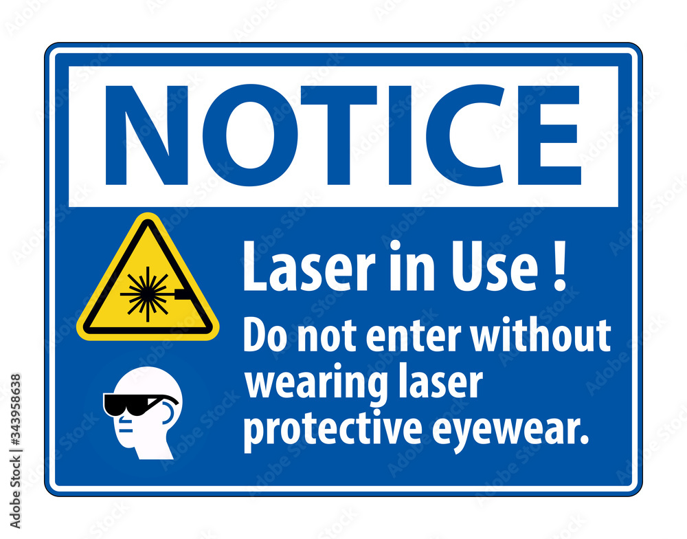 Notice Warning PPE Safety Label,Laser In Use Do Not Enter Without Wearing Laser Protective Eyewear