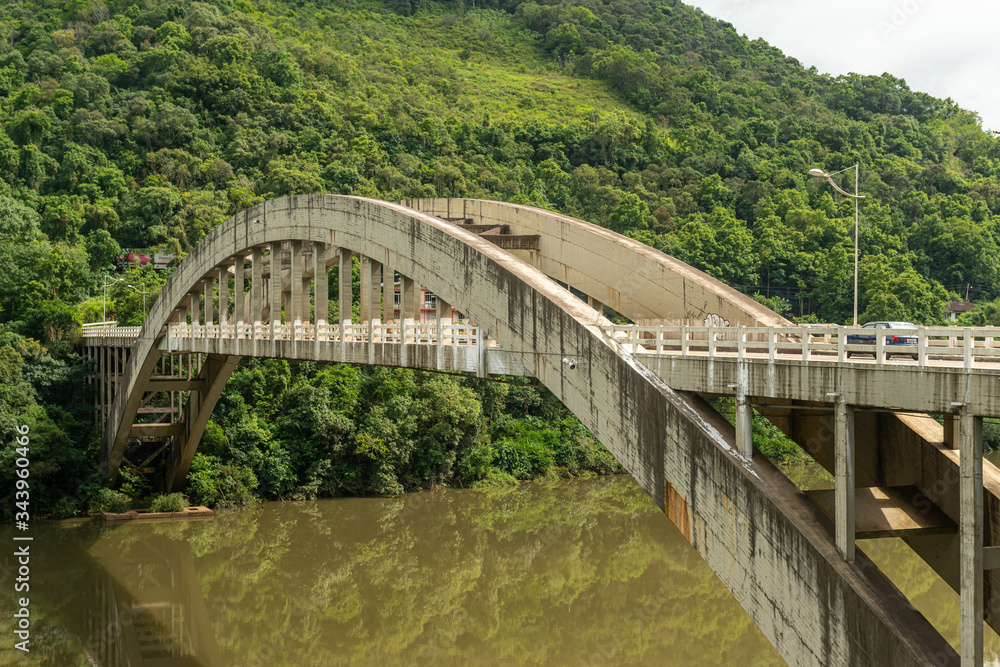 Bento Gonçalves, Rio Grande do Sul, Brazil on November 19, 2017. City known as the Brazilian capital of wine. In this photo the Ernesto Dornelles Bridge over the Antas River- Bento Gonçalves, Rio Grande do Sul, Brazil on November 19, 2017. City known as the Brazilian capital of wine. In this photo the Ernesto Dornelles Bridge over the Antas River-