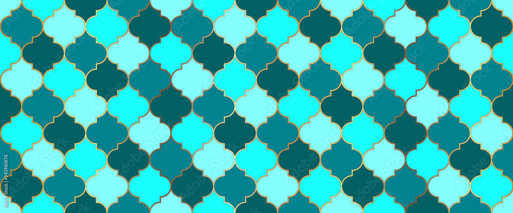 Ramadan Kareem Islamic Decoration. Seamless Moroccan Mosaic Design. Ramadan