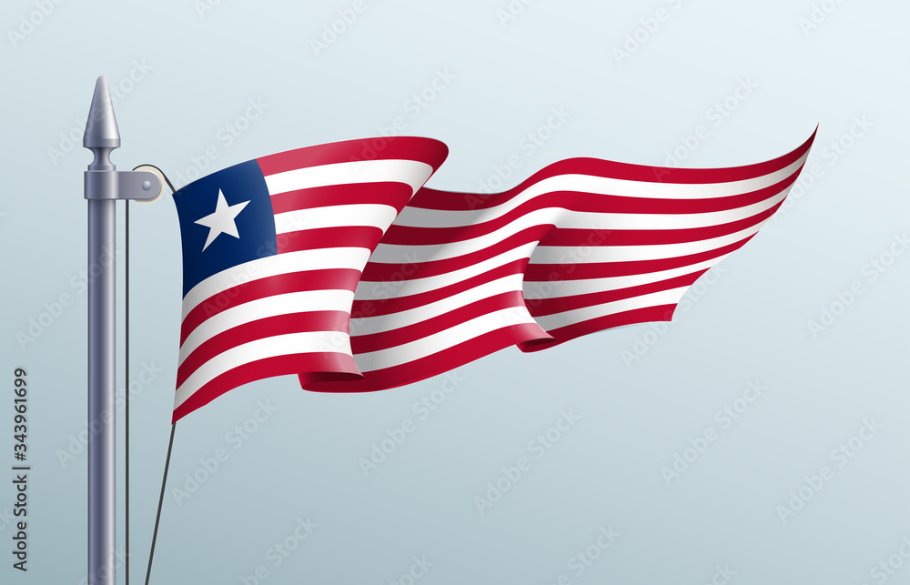Liberia flag state symbol isolated on background national banner. Greeting card National