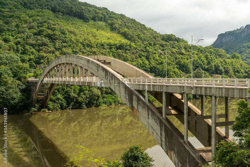 Bento Gonçalves, Rio Grande do Sul, Brazil on November 19, 2017. City known as the Brazilian capital of wine. In this photo the Ernesto Dornelles Bridge over the Antas River