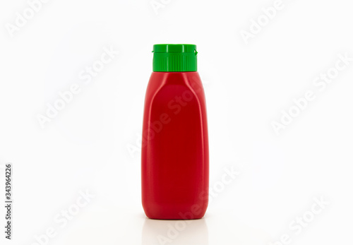 Bottle of Ketchup isolated on white background with clipping path. Tomato ketchup bottle. Isolated on white background.