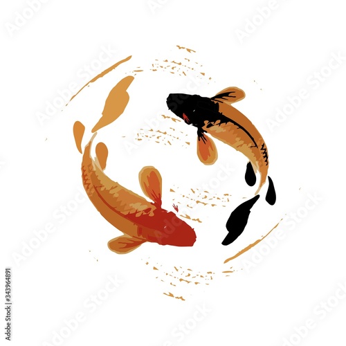 koi fish illustration in in art splash japan style art vector