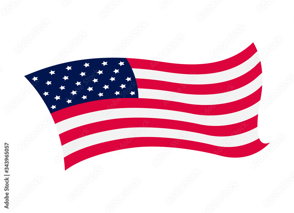 Waving flag of the United States of America. Illustration of wavy American Flag. National symbol, American flag on white background - vector illustration Waving flag of the United States of America. Illustration of wavy American Flag. National symbol, American flag on white background - vector illustration