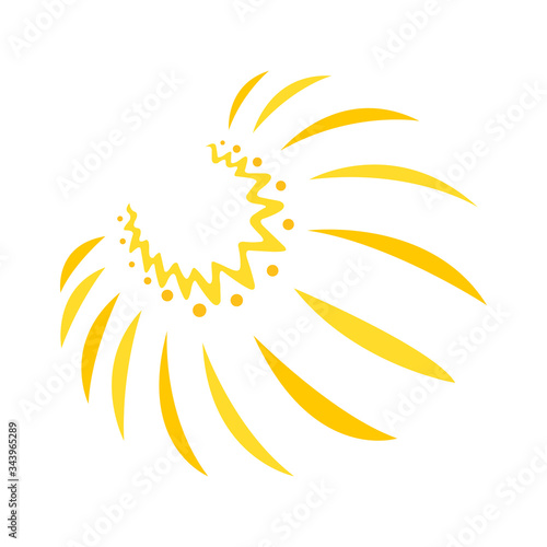 Cute funny sun icon. Bright and beautiful cartoon character. Abstract yellow sun shape. Hand drawn doodle sun. Sun logo icon. Vector Illustration