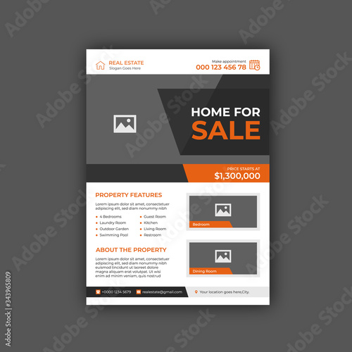 Real estate broker flyer and poster template. Flyer concept.Brochure template design. Concept of architecture design.