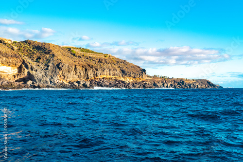 View of the coastline los gigantes from the atlantic ocean inTenerife