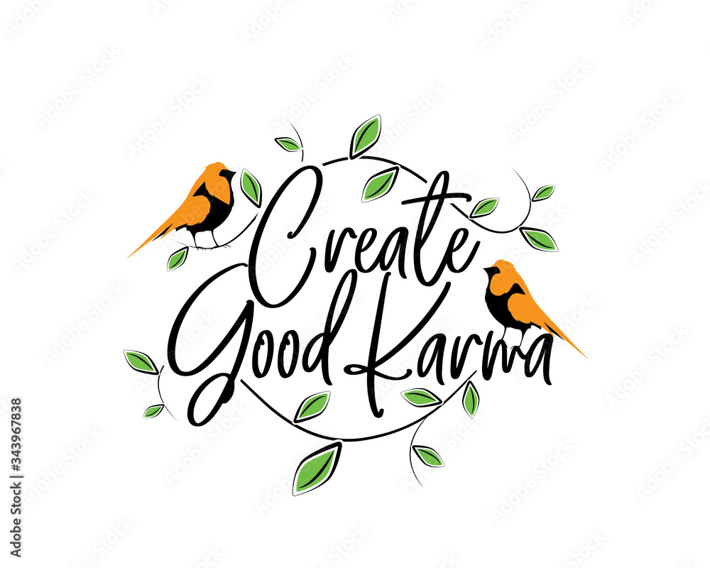 Create good karma, vector. Scandinavian minimalist art design. Poster design. Wall art, art