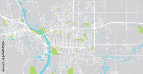 Obraz na plátně Urban vector city map of Bismarck, USA