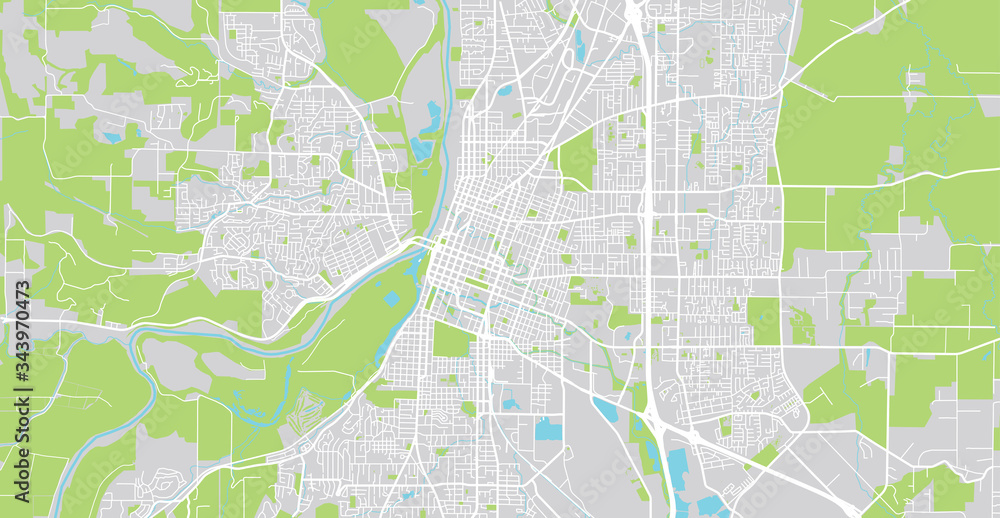 Fototapeta premium Urban vector city map of Salem, USA. Oregon state capital
