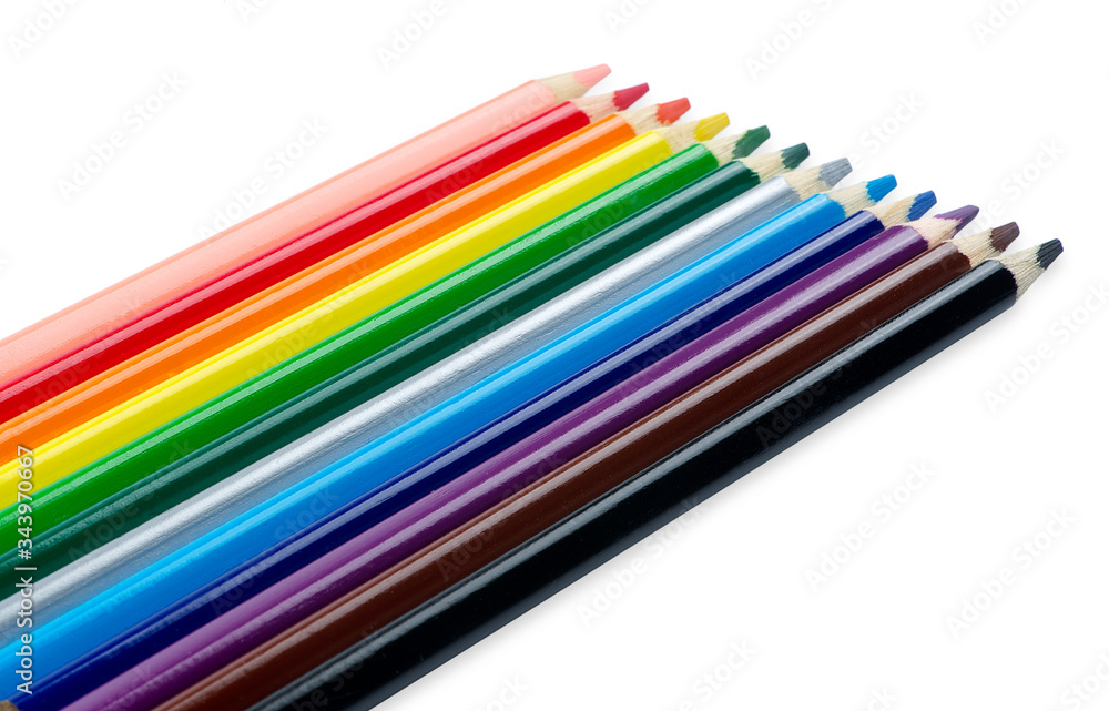 colored pencils isolated on white