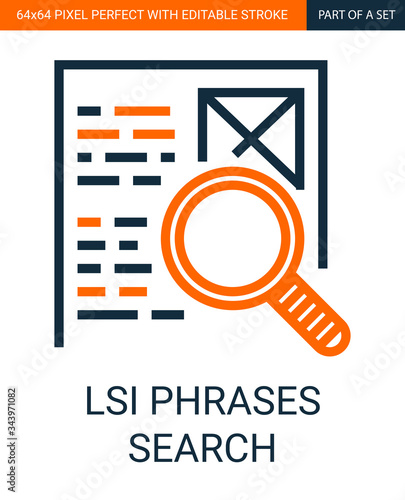 LSI Phrases Search Simple Outline Vector Colorful Icon.