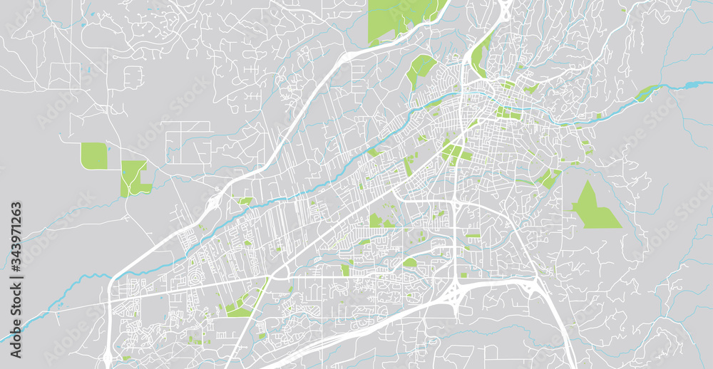 Obraz premium Mapa miasta wektor miejskich Santa Fe, USA. Stolica stanu Nowy Meksyk