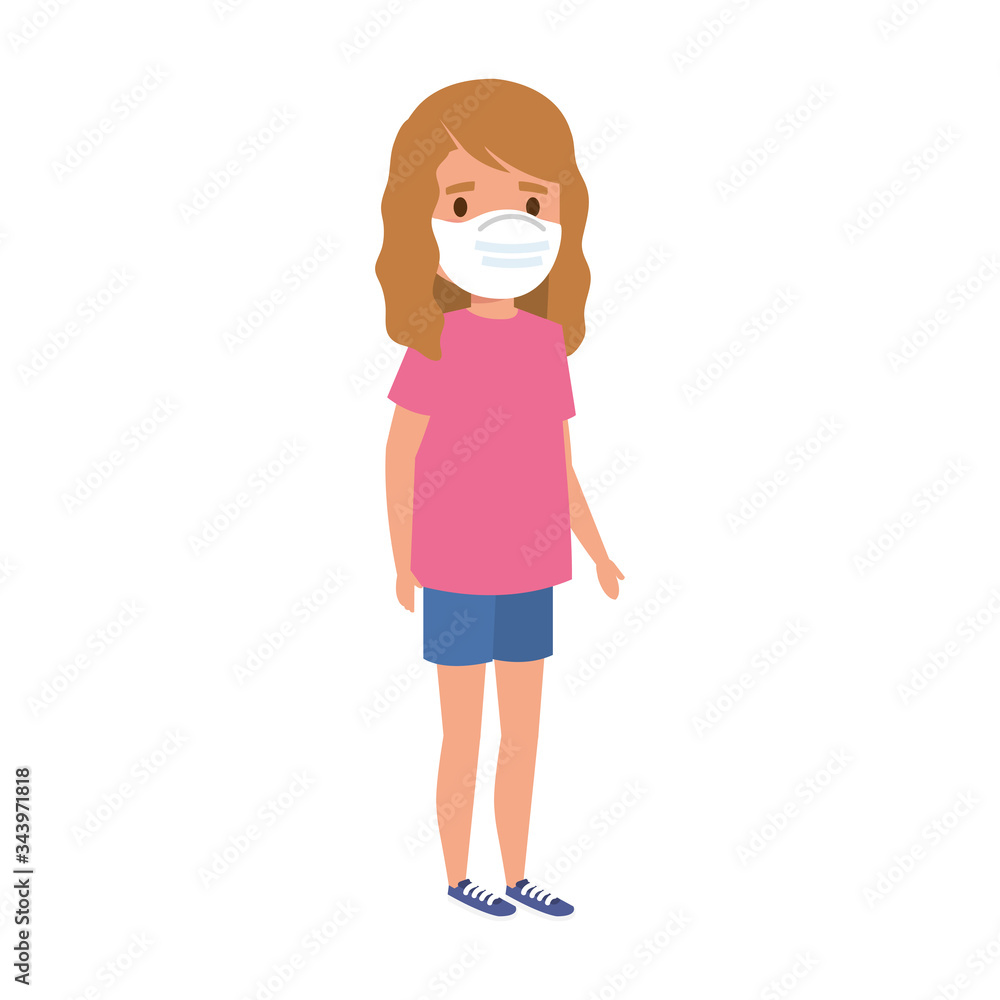 girl using face mask isolated icon vector illustration design girl using face mask isolated icon vector illustration design