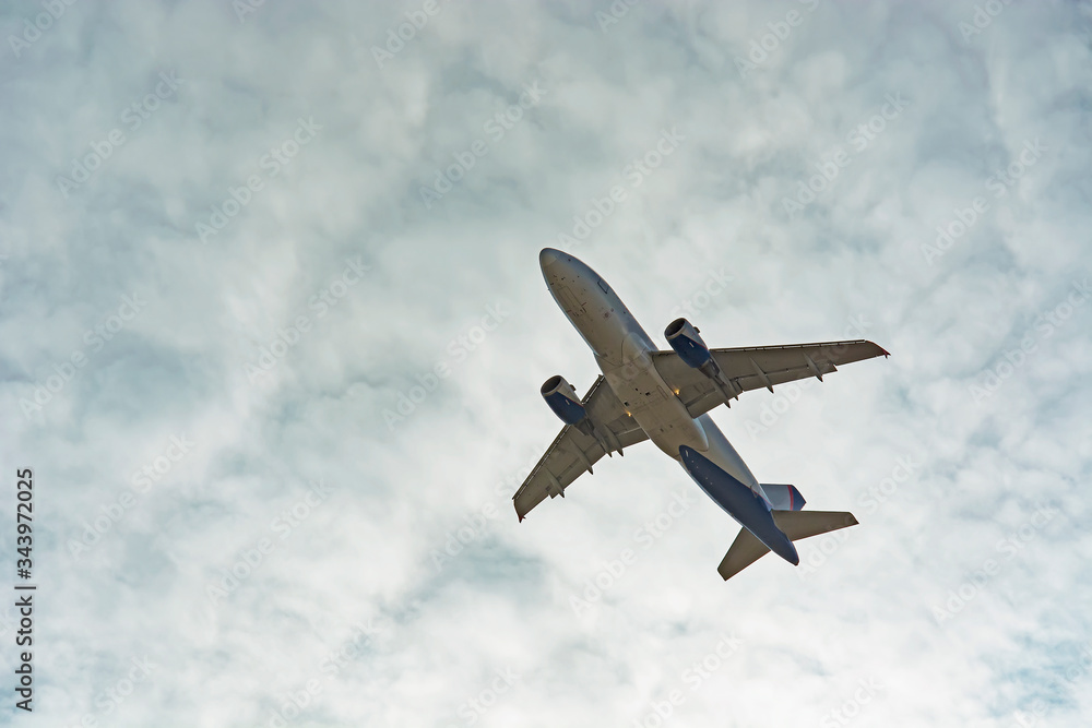 airplane in the blue sky airplane in the blue sky