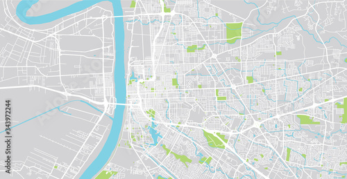 Urban vector city map of Baton Rouge, USA. Louisiana state capital