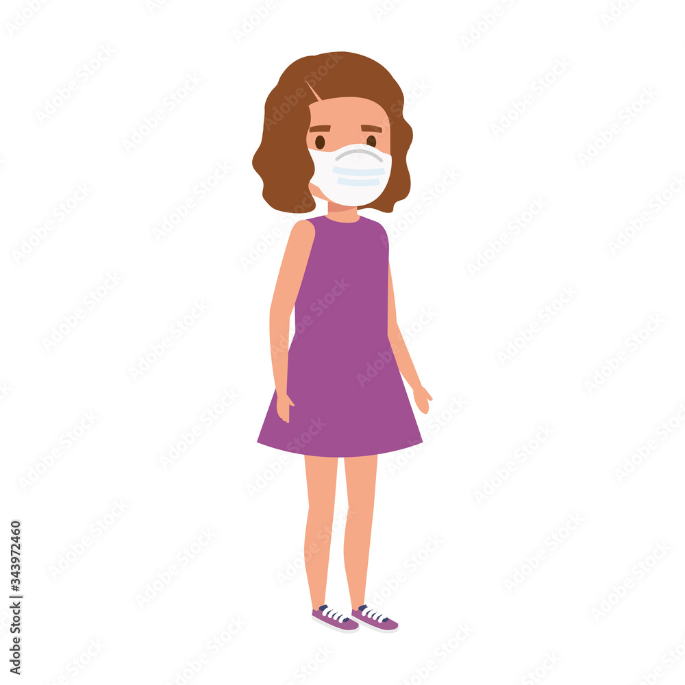 girl using face mask isolated icon vector illustration design girl using face mask isolated icon vector illustration design