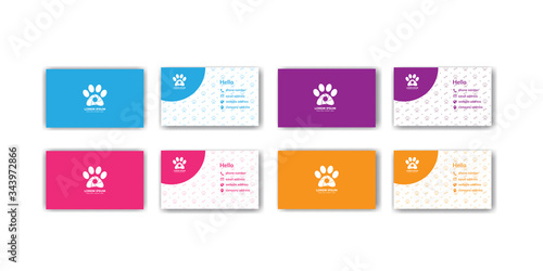 Colorful pets business card design template