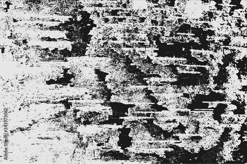 Abstract black white image with long and short intermittent liquid lines made by brush. A monochrome image drawn by hand. Dirty shabby smears of black paint. Vector eps illustration.