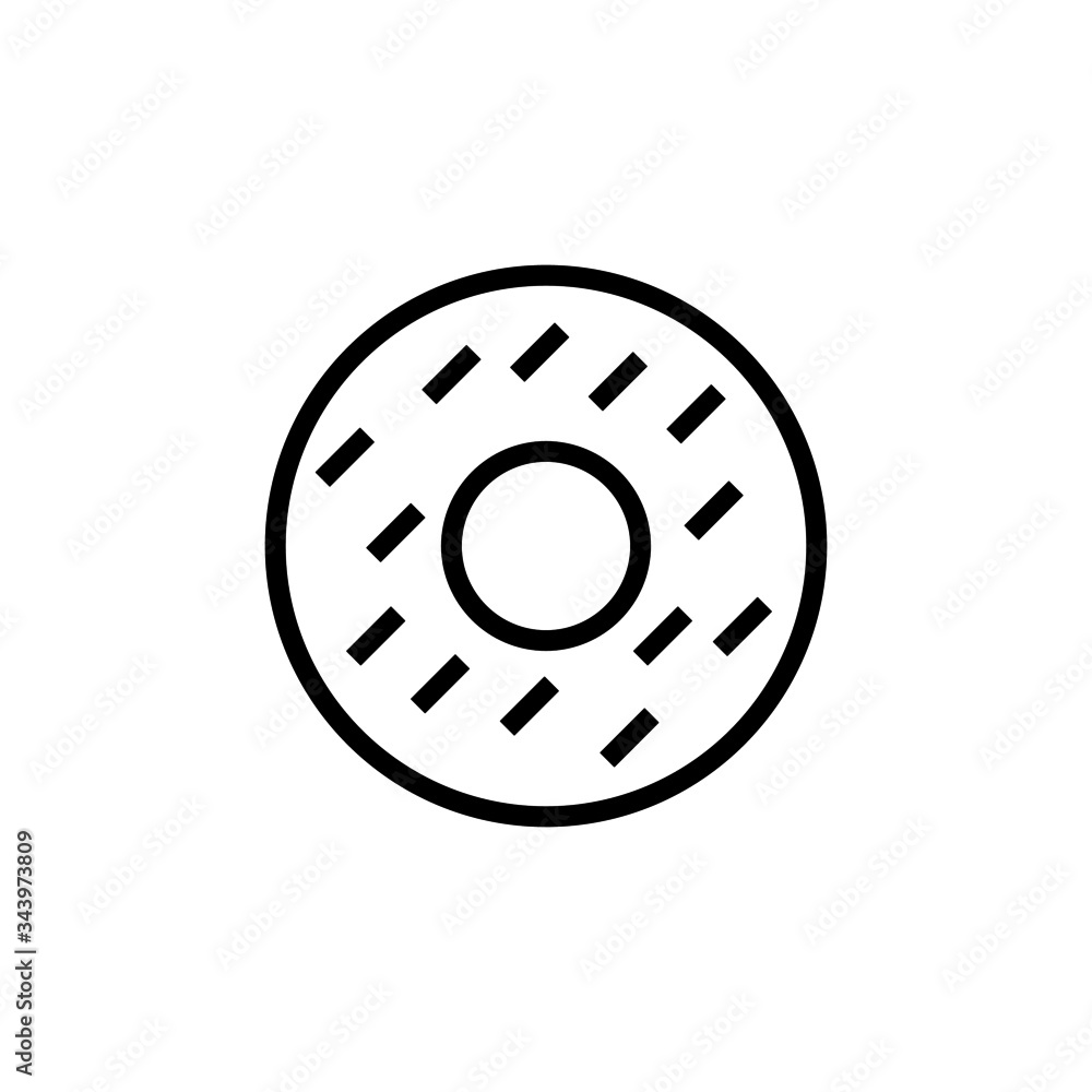 Doughnut vector icon in outline, linear style isolated on white background Doughnut vector icon in outline, linear style isolated on white background