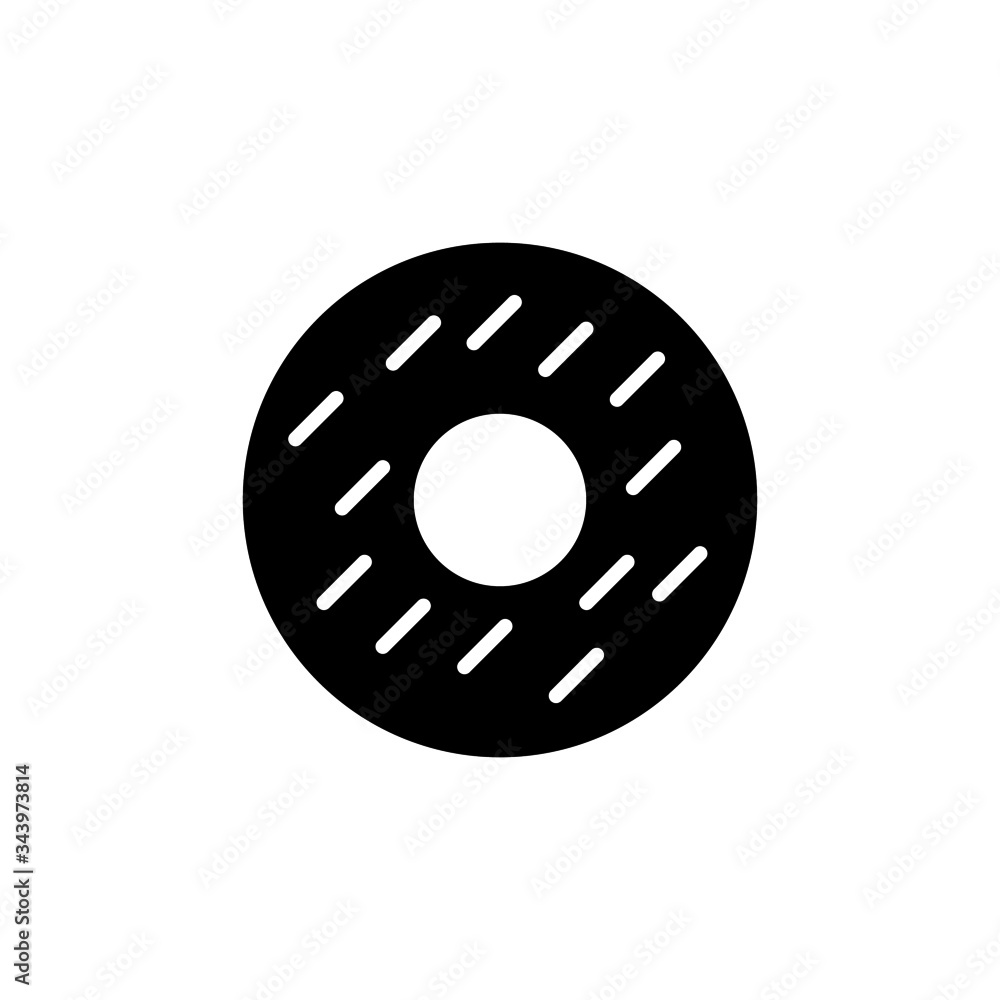 Obraz premium Doughnut vector icon in outline, black flat shape on white background
