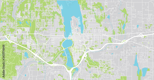 Urban vector city map of Olympia, USA. Washington state capital