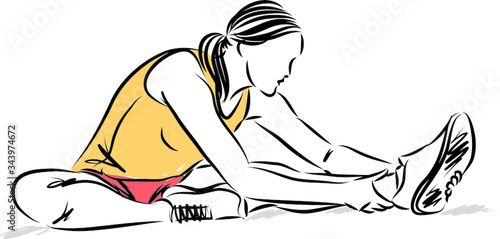 fitness young woman stretching vector illustration