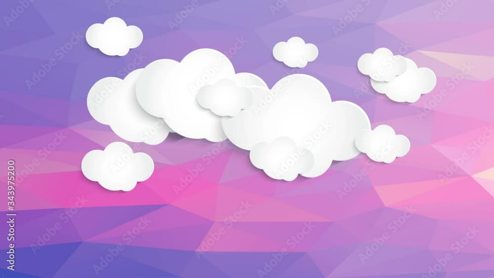 Marcelo Dynamic Motion Of Item Of 3D Conceptual Template Collage With Geometric Triangles And Paper Cloud Cut By Nails Fixed On Top