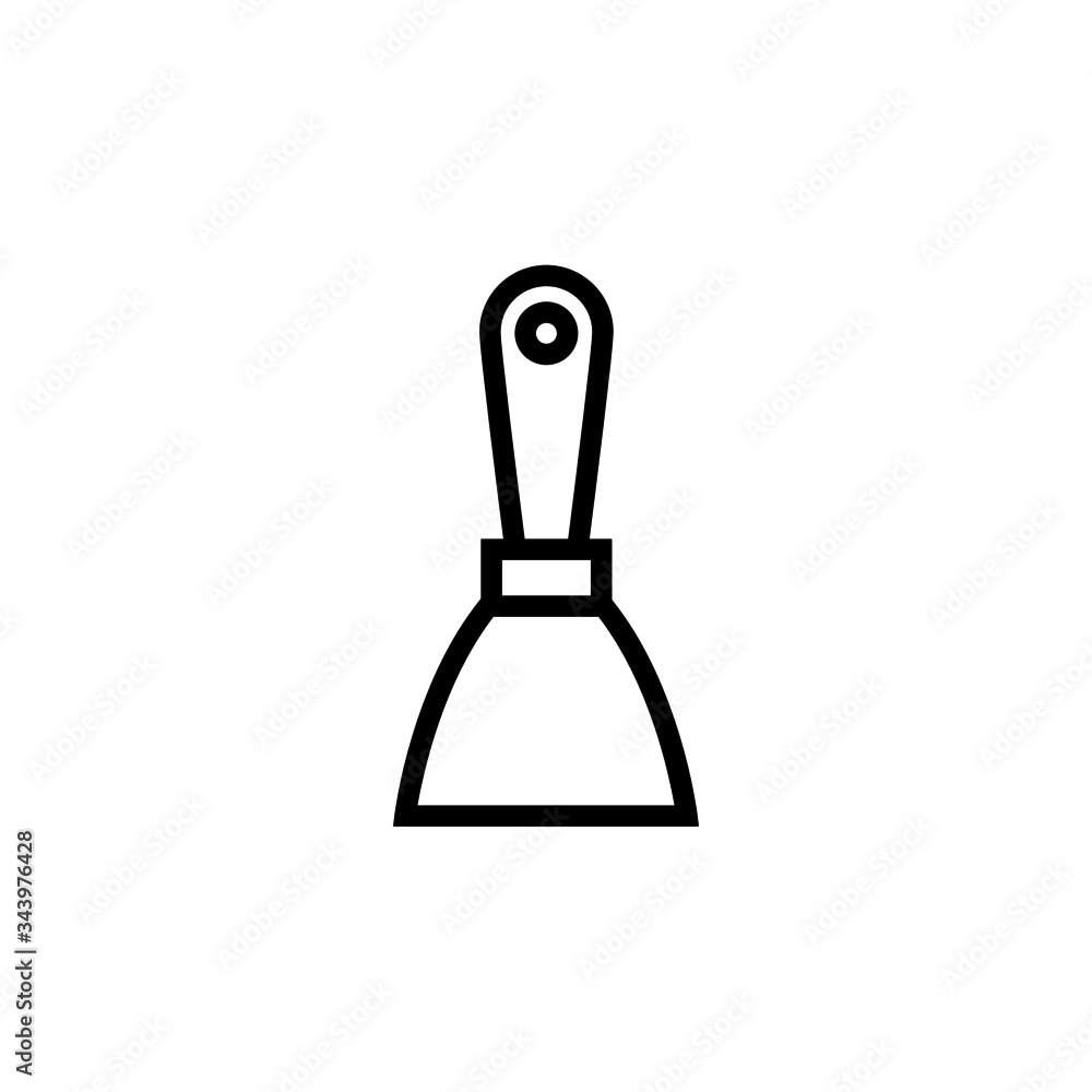 Putty knife icon symbol  in linear, outline style isolated on white background