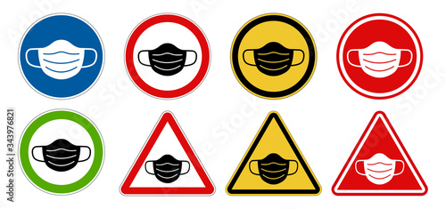 Respiratory protection face mask warning signs