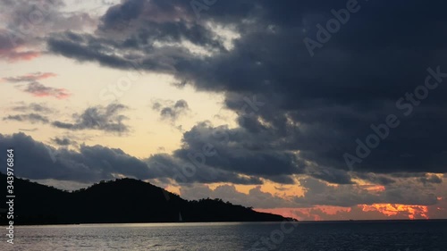 time lapse of sunset on the beach fethiye turkeu a touristic town in mediterranean photo