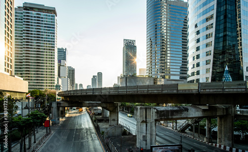 skytrain bridge at Chong Nonsi station in the CBD area of Bangkok photo