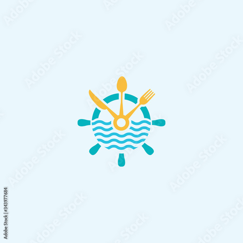 cruise ship kitchen logo design vector icon illustration