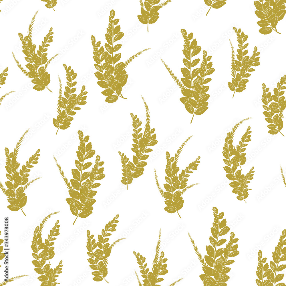 Seamless pattern with fern leaves, palm branch, leaves . Creative vintage jungle texture. Great for fabric, textile Vector Illustration Seamless pattern with fern leaves, palm branch, leaves . Creative vintage jungle texture. Great for fabric, textile Vector Illustration