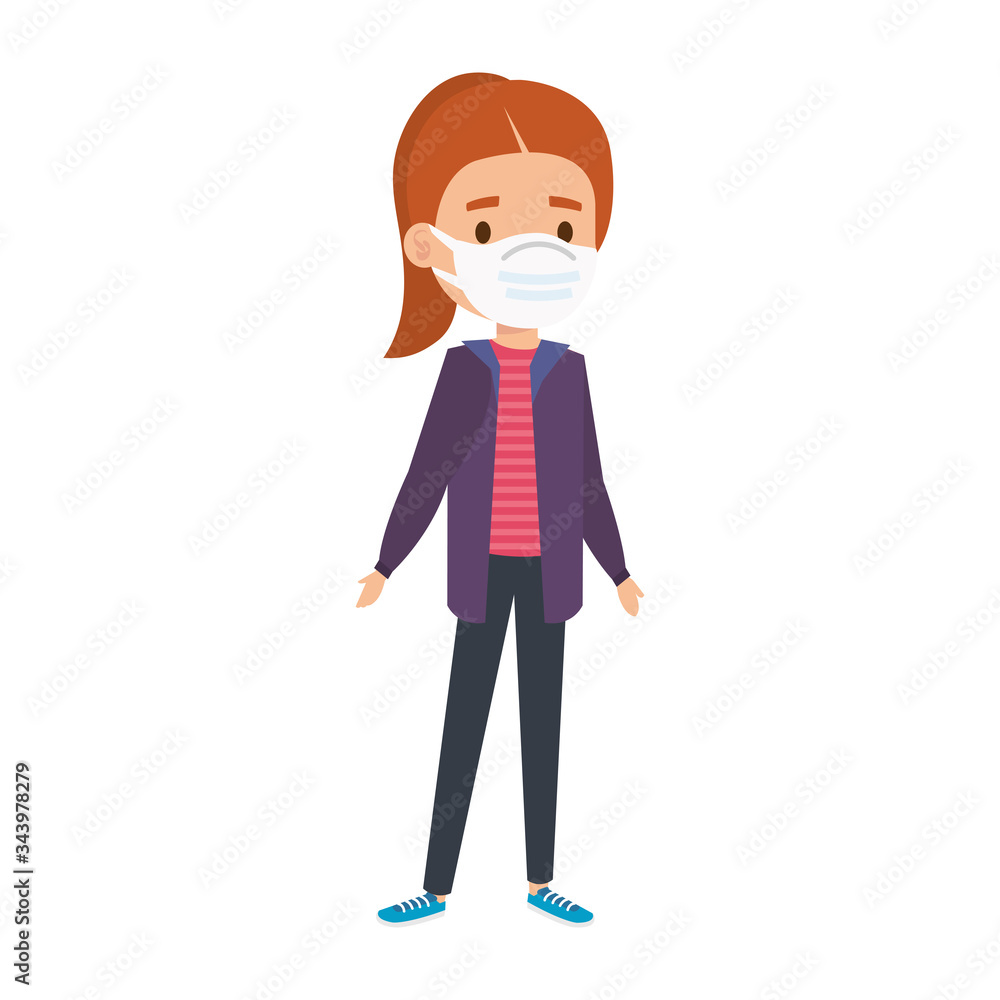 girl using face mask isolated icon vector illustration design