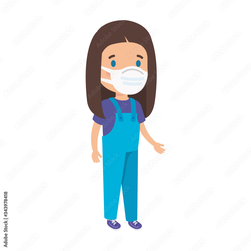 cute girl using face mask isolated icon vector illustration design cute girl using face mask isolated icon vector illustration design